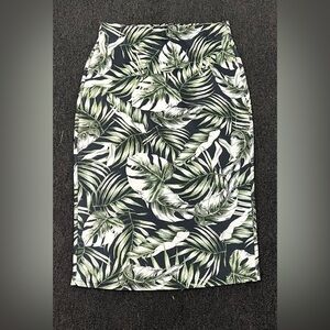 Tropical Leaf Print Skirt
